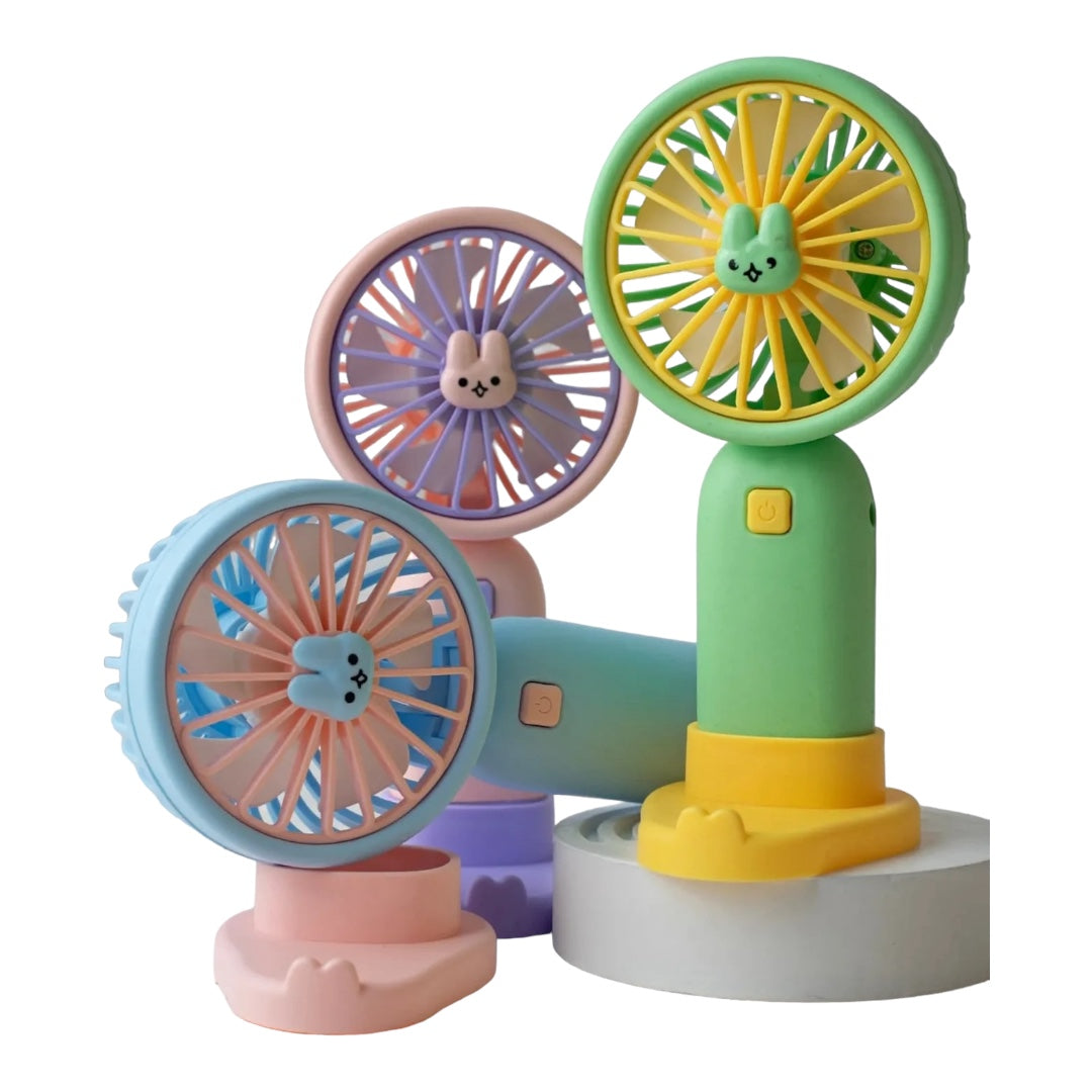 Mini Fan With Mobile Phone Holder USB Charging-Various Colours
