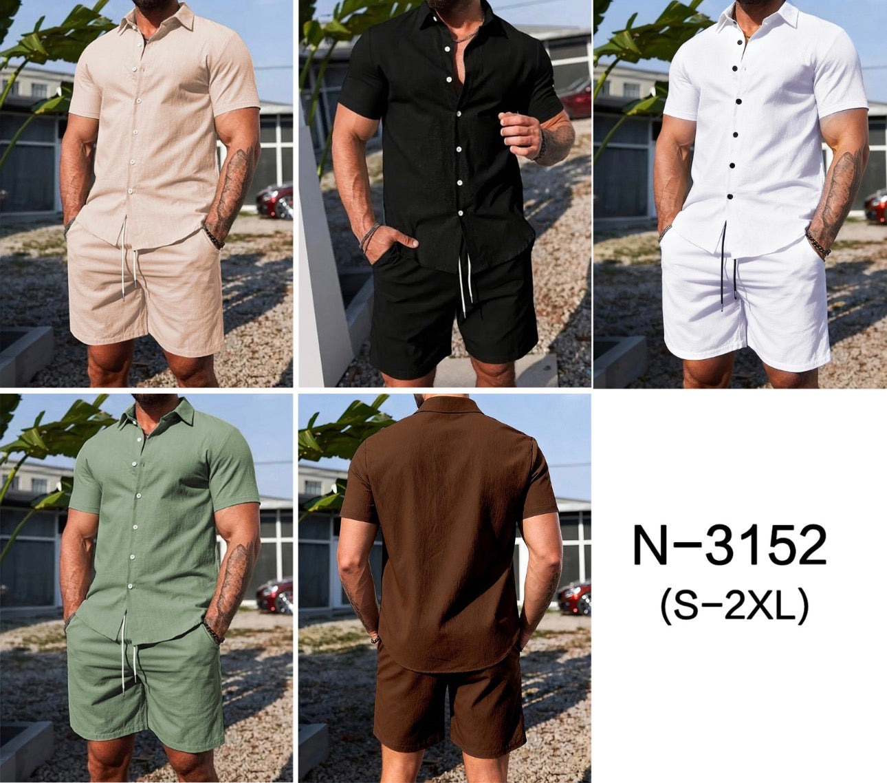 Men’s Summer 2pc Shirt/Shorts -Various Colours