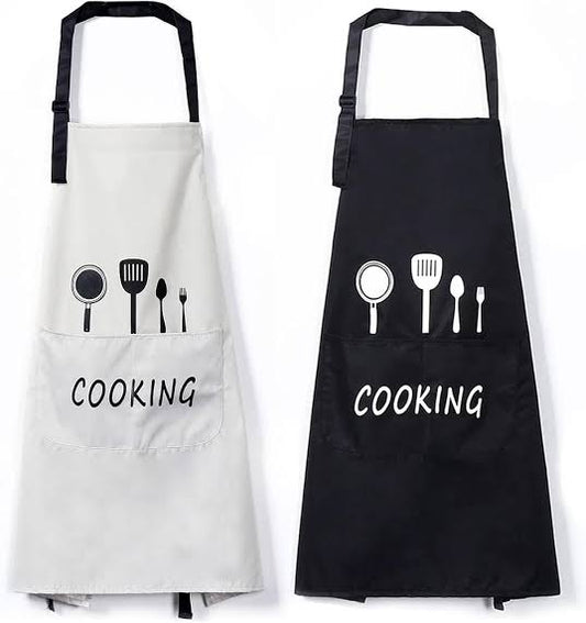MHome Waterproof Kitchen Aprons for Women, Cooking Apron for Cooking, Baking, Chefs Apron with Pocket, Premium Aprons as a Gift for Mum, Wife, Girlfriend, Grandma-Various Colours