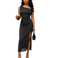 Ladies Off Shoulder Midi Polka Dot Dresses-Various Colours