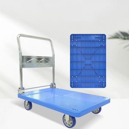 MHome Folding Plastic Trolley Cart - Silent Flatbed Hand Truck