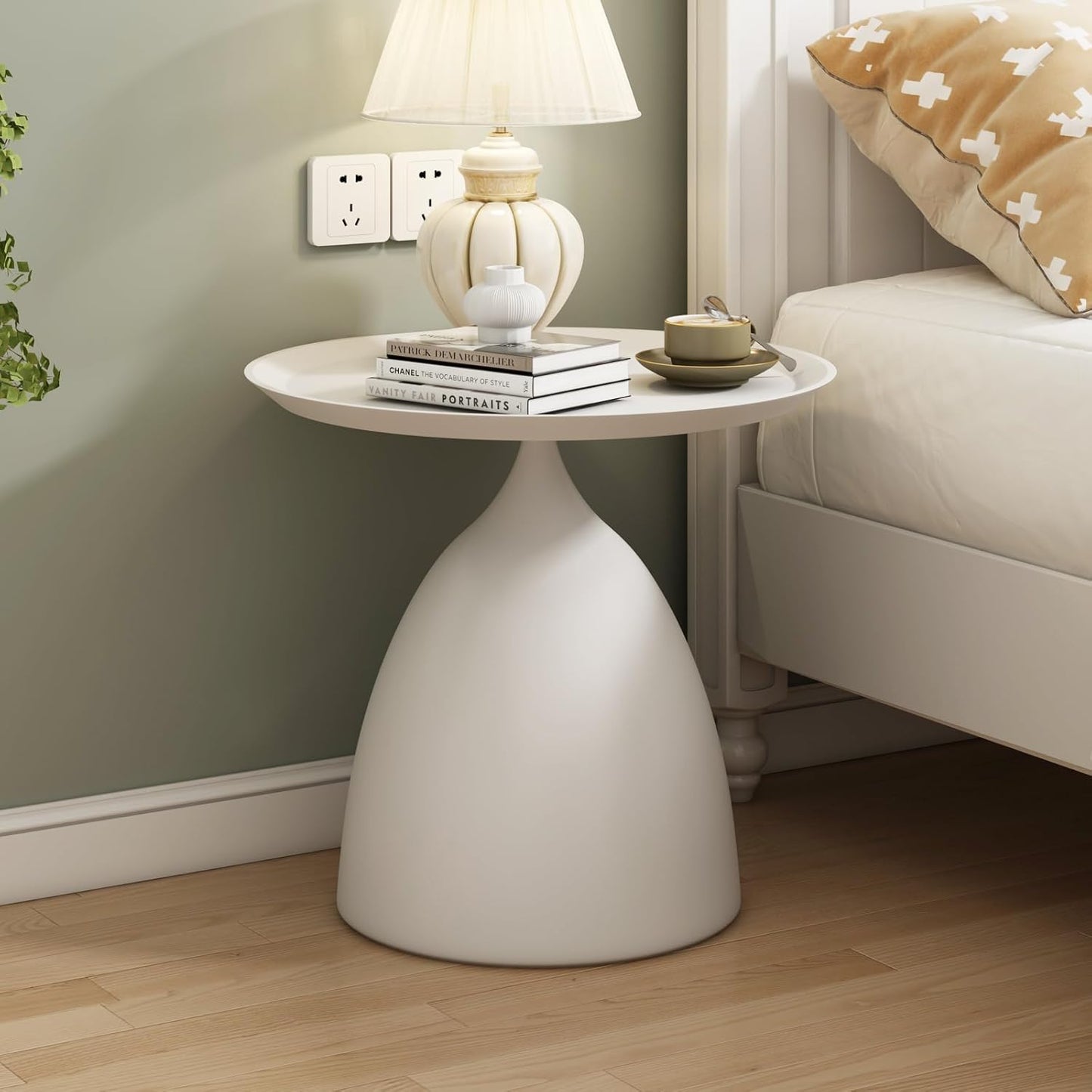 MFurn Modern Bell-Base Side Table Set 2pc- Minimalist Round Design Available In Black or White