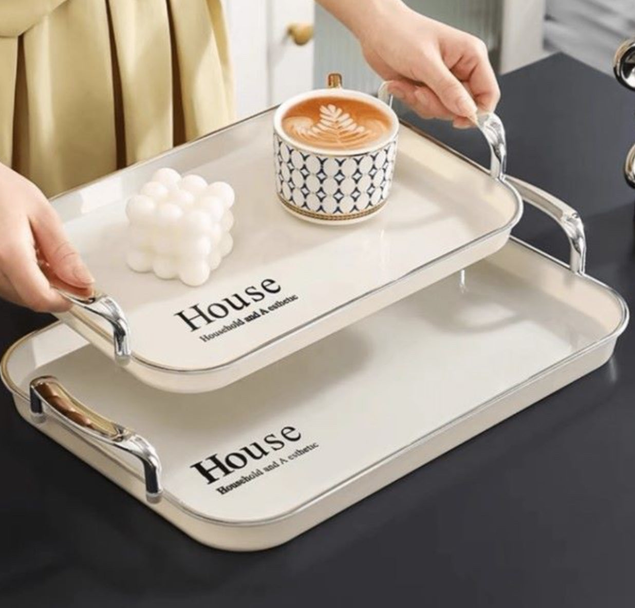 MHome Serving Tray Fruit Dinner Food Tray Rectangle  - 3 Pack Various Options