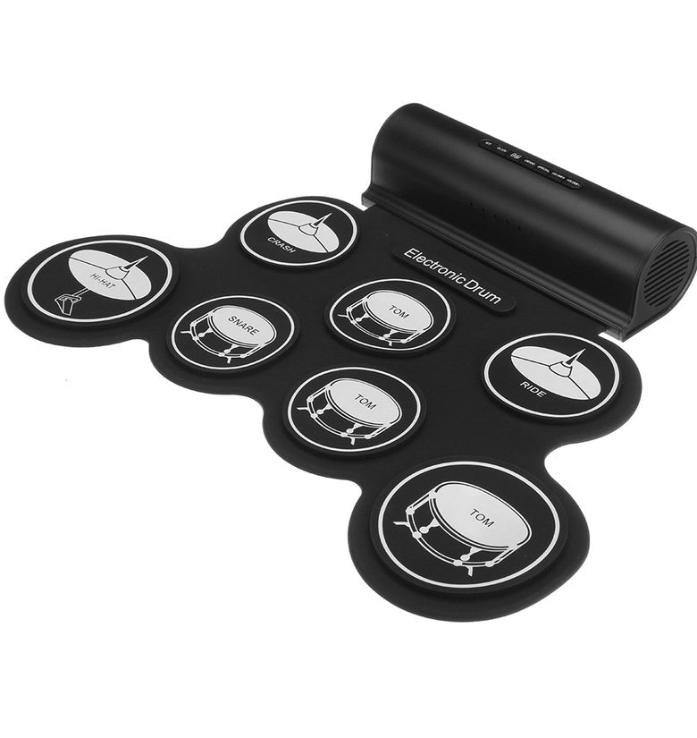 Electronic Drum Digital USB MIDI 7 Pads Roll Up Set Silicone Electric Drum Pad Built-in Speakers with Drumsticks Sustain Pedal