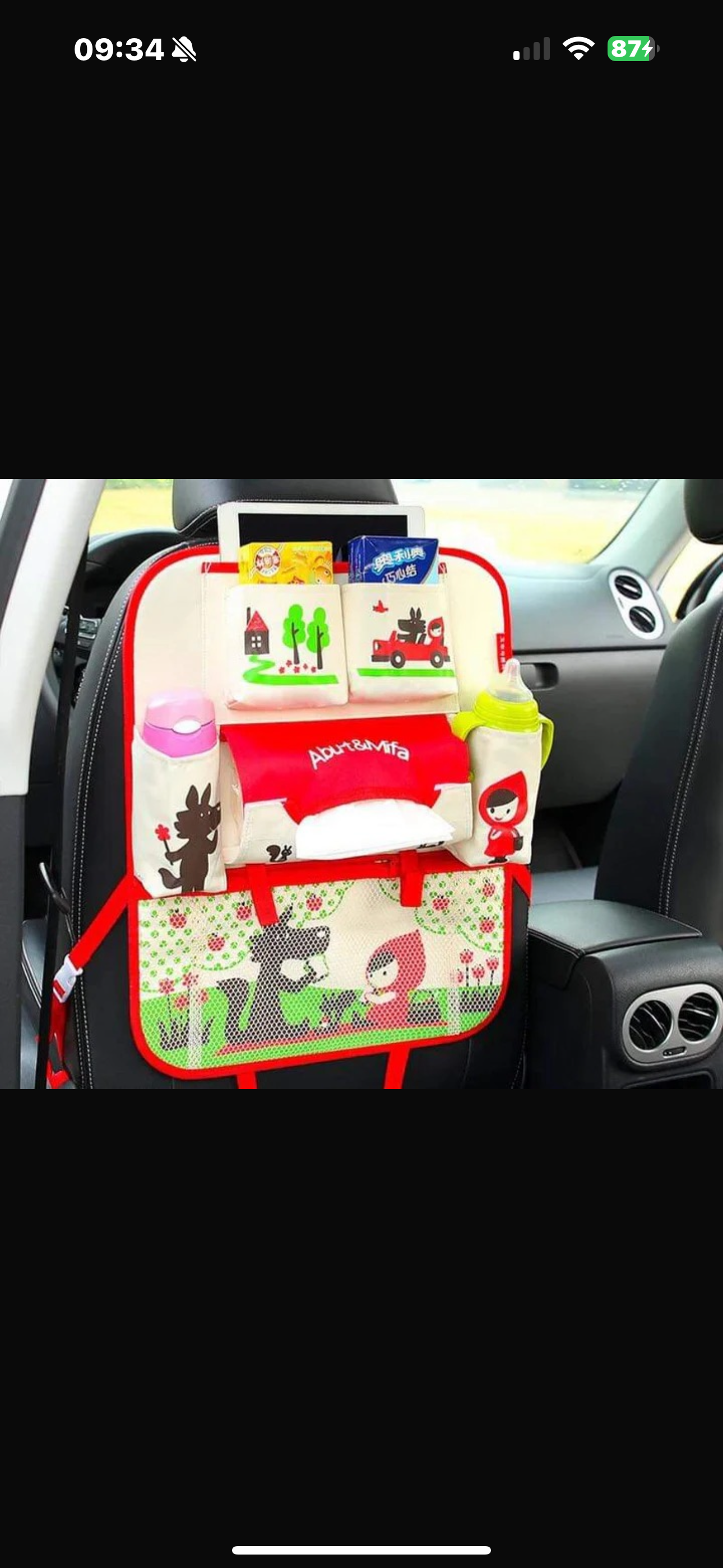 Kids Cartoon Themed Premium Car Seat Back Organizer Travel Accessories Seat Storage Bag Back Seat