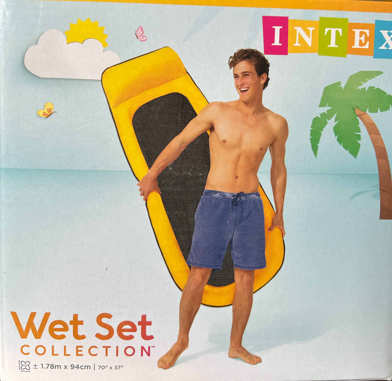 Mesh Lounge Blue & Yellow  178x94 water lounger air mattress ring with mesh insert