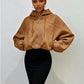 Ladies Oversized Cropped Zip-Up Hoodie-Various Colours