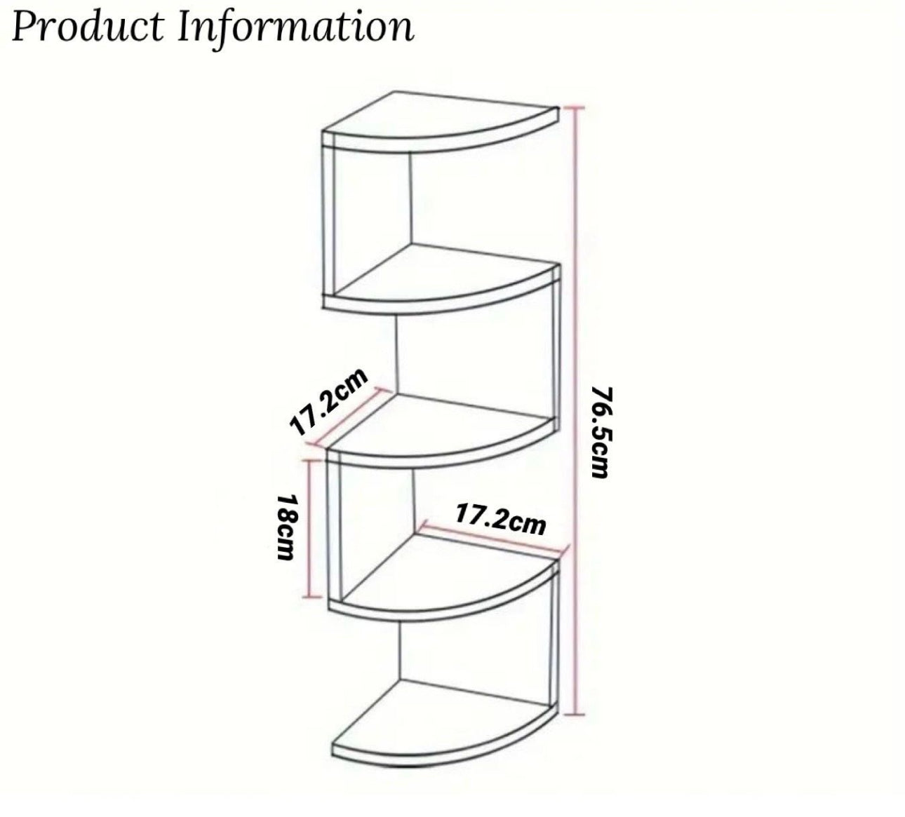 Corner Book Shelf D-Shaped