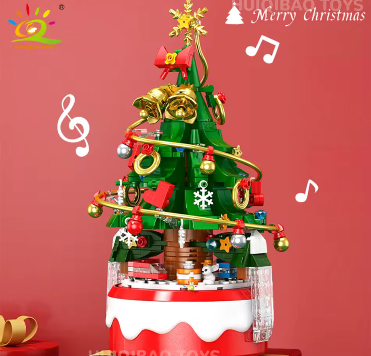Children’s Mini Christmas Tree Music Box – DIY Micro Building Bricks
