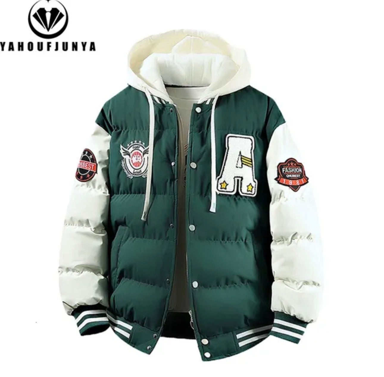 Men’s Windbreaker Drawstring Hooded Puffer Coat-Various Colours