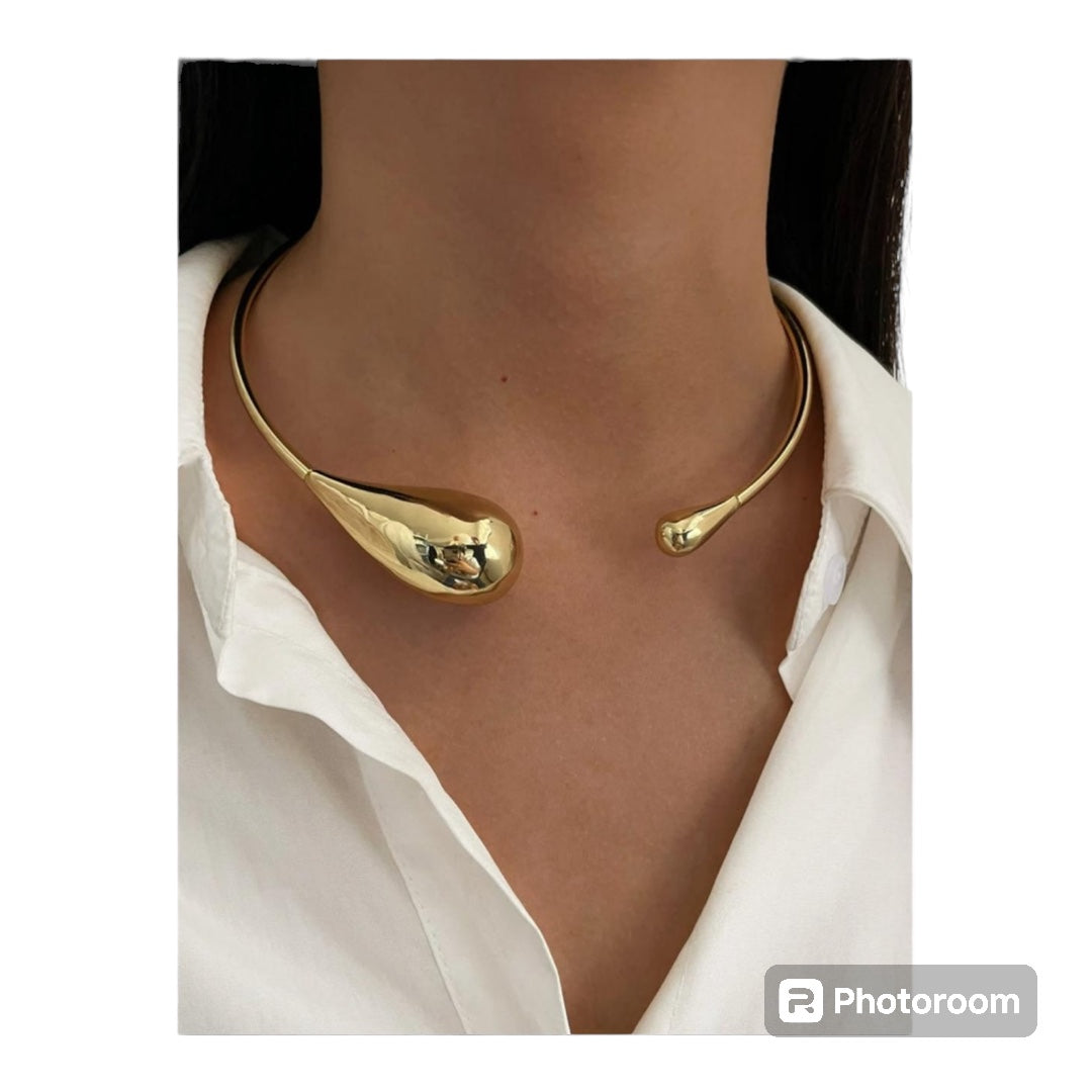 Drop Design Gold Plated Choker Necklace