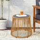 MFURN Caleb 3Piece Patio Bistro Set, Wicker Outdoor Patio Set with Enhanced Comfort Seating, Round Glass Top Coffee Side Table, Patio Rattan Conversation Set for Balcony, Lawn, Garden, Backyard