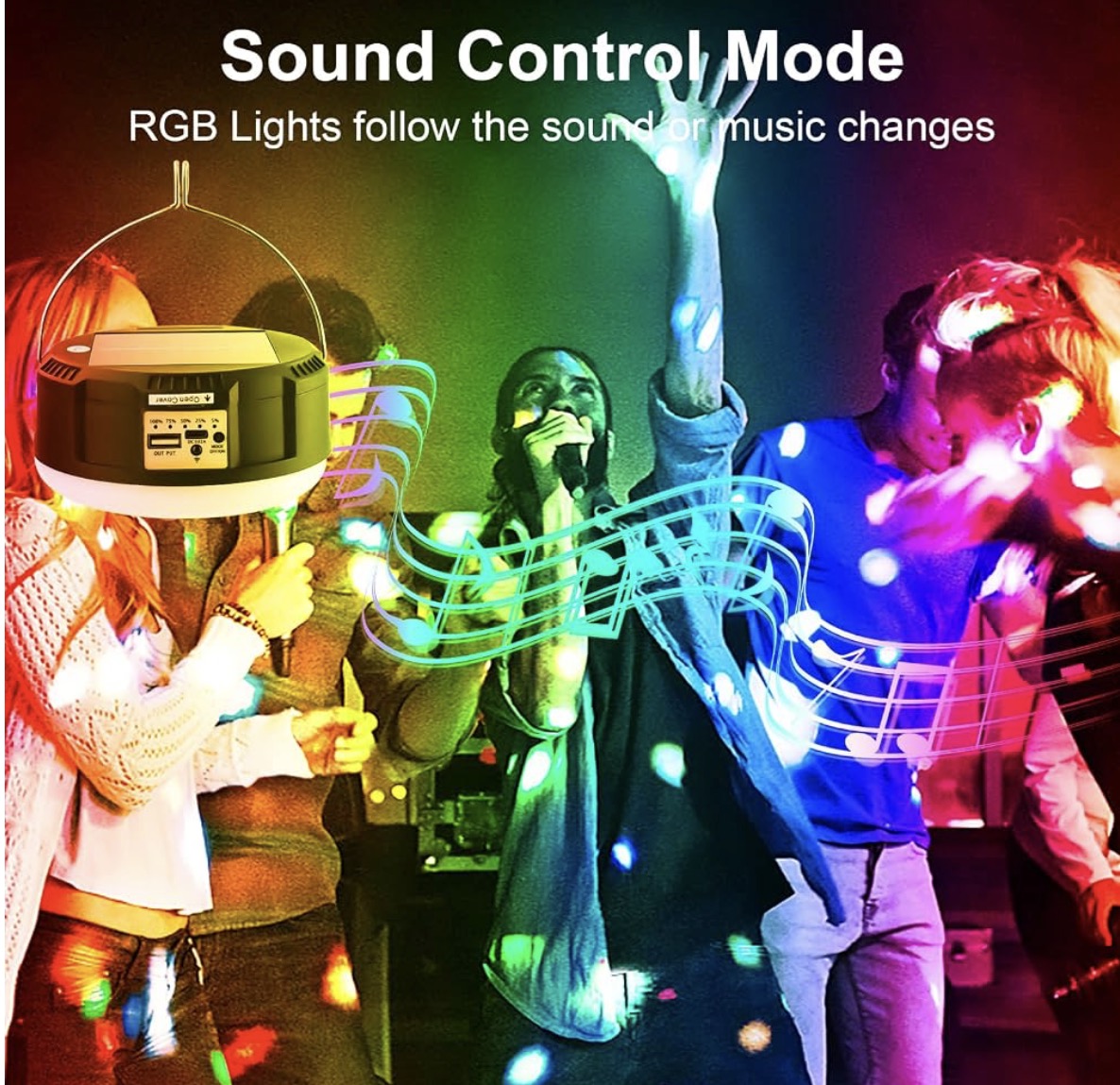 Mtech Solar Powered RGB Remote Controlled Camping Party Light With Hook