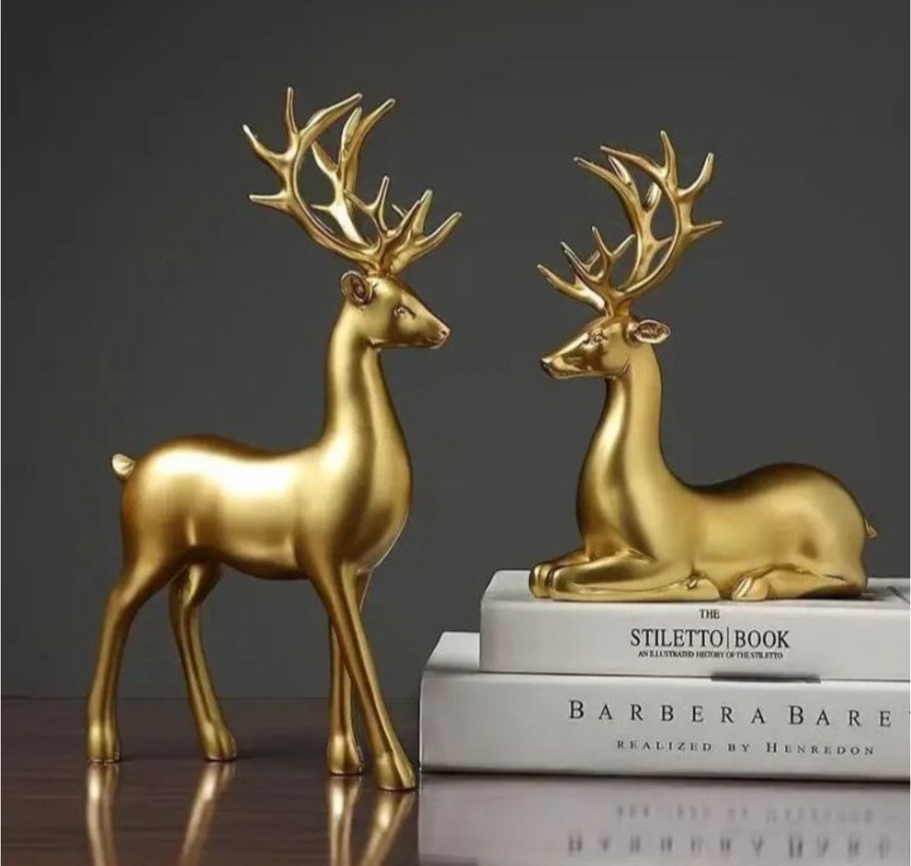 Deer Statue Reindeer Figurines Resin Sculpture