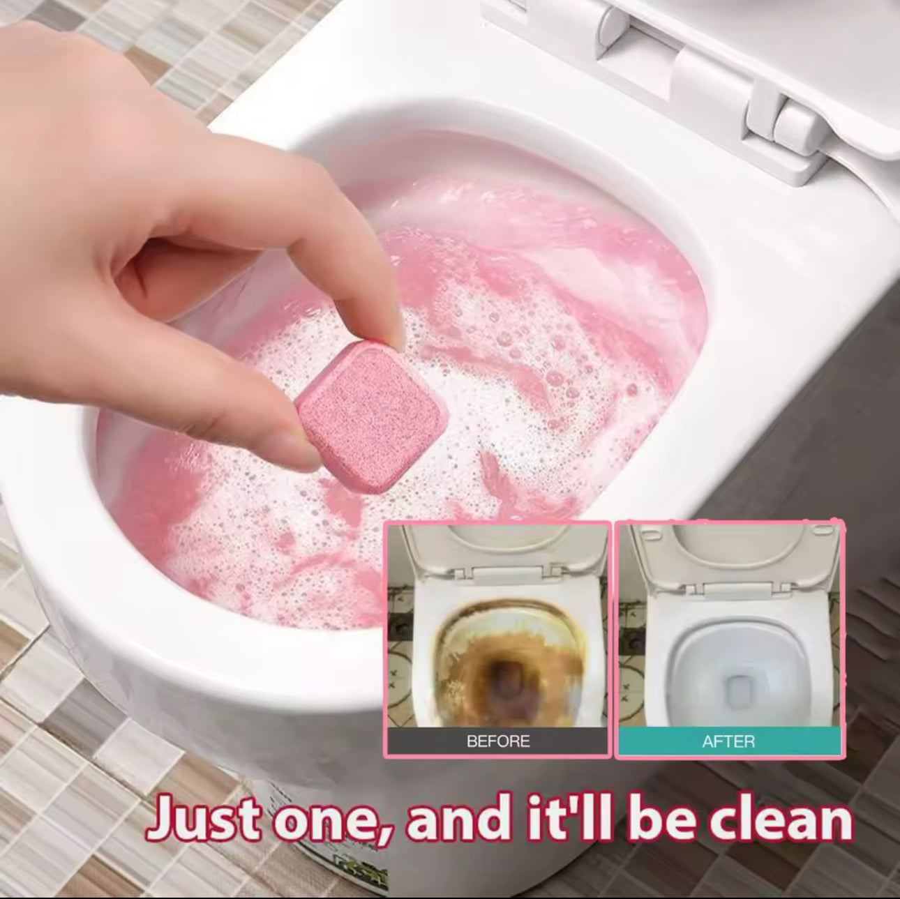 Automatic Toilet Bowl Cleaner Tablets – 12pcs Quick Stain & Odor Remover