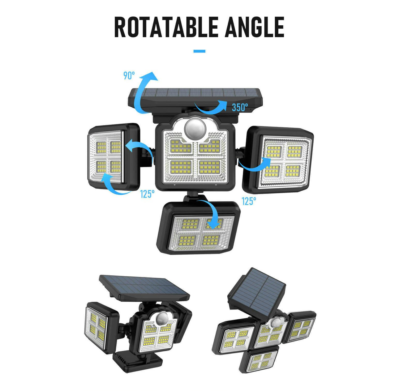 MHome 4 Head Outdoor Solar LED Light with Motion Sensor, Remote Control