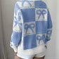 Ladies Coquette-Aesthetic Checkered Bow Knit Sweater-Various Colours