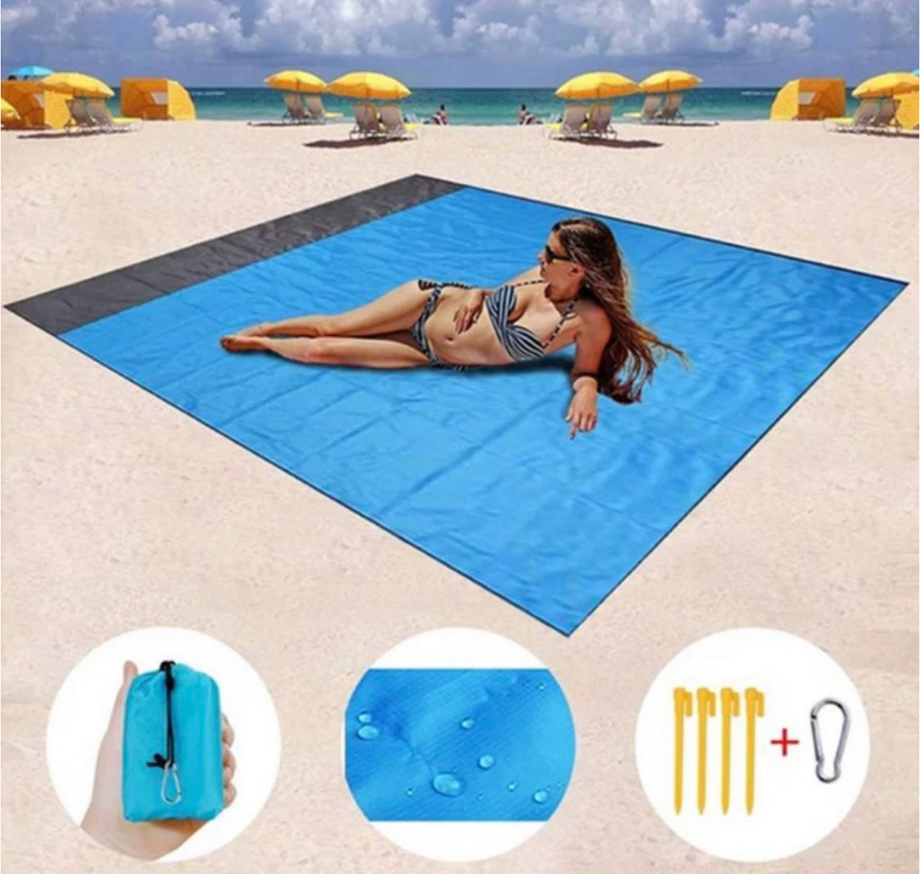 Beach Mat 200 x 210 CM Waterproof Picnic Blanket Anti Sand Foldable Portable for Beach Picnic Mat