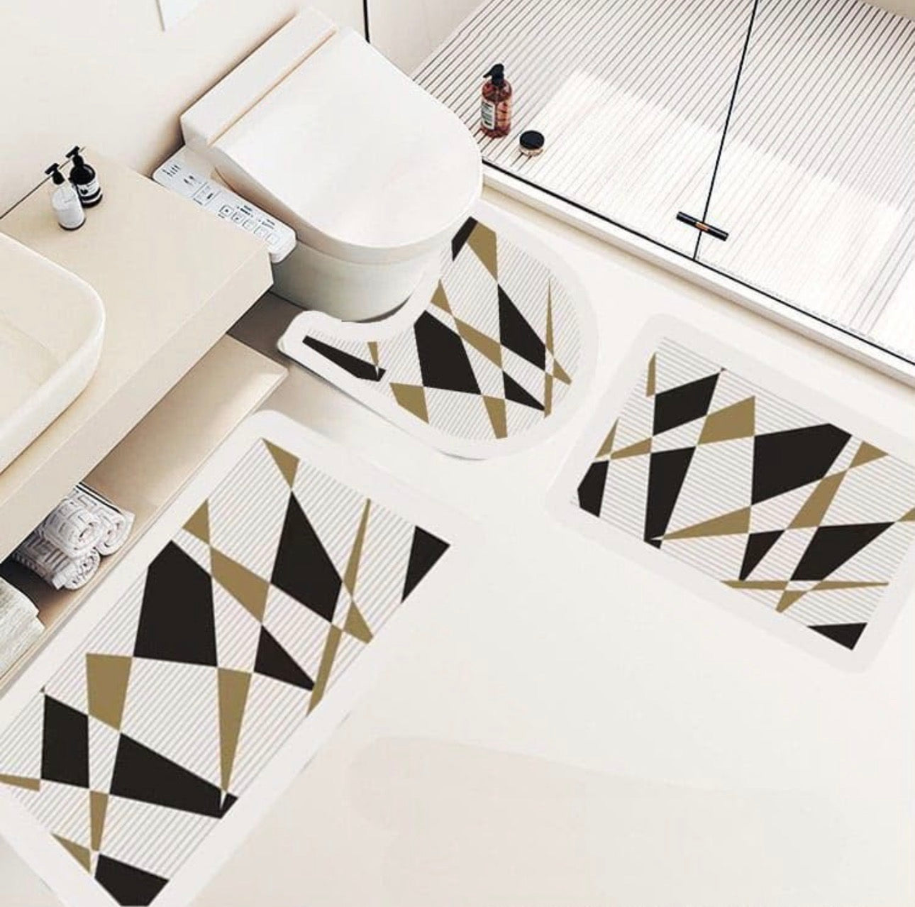MHome 3D Rubber Toilet Mat Set 3pc-Various Colours