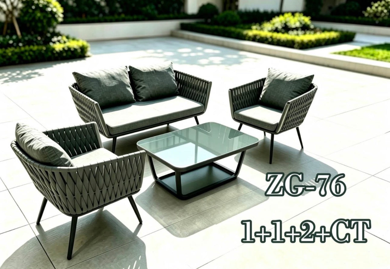 MFURN Cinderella Outdoor Rope Patio Lounge 4pc Set