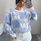 Ladies Coquette-Aesthetic Checkered Bow Knit Sweater-Various Colours