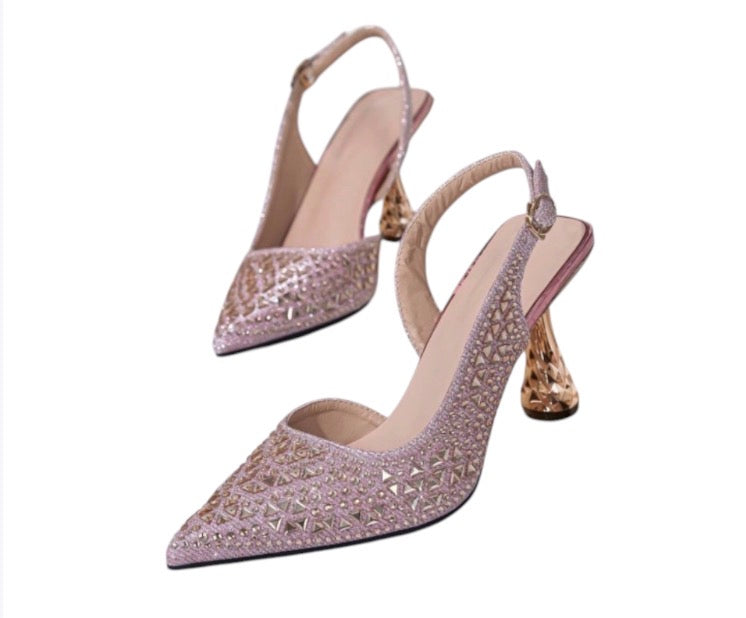 Ladies Glamorous Pointed-Toe Slingback Pumps-Various Colours