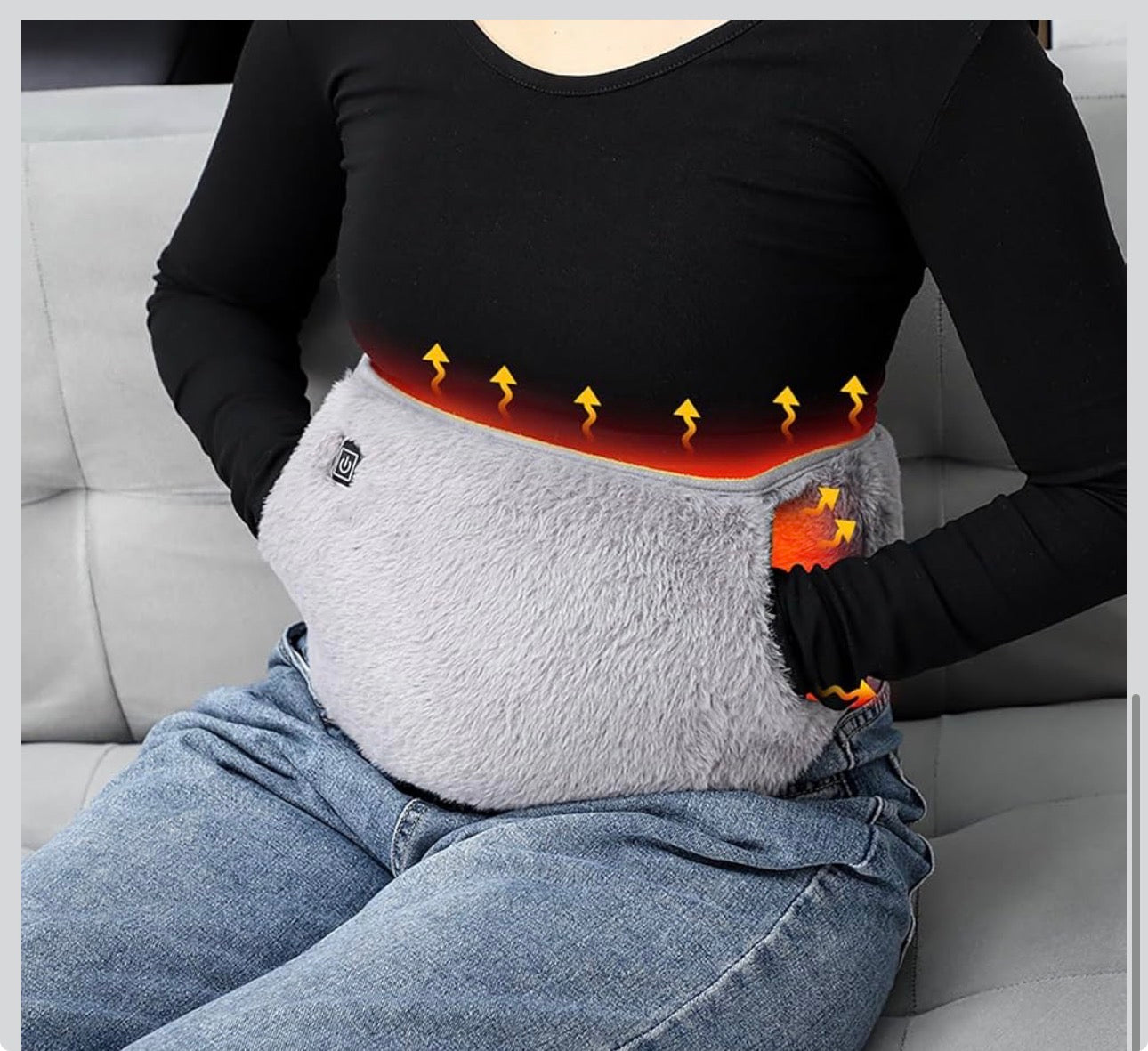 MCare USB Powered Heating Waist Belt, Heating Pad with Hand Pockets, Electric Heated Waist Belt for Period Cramps Body Joints Pain, Three - Level Temperature Control, Grey