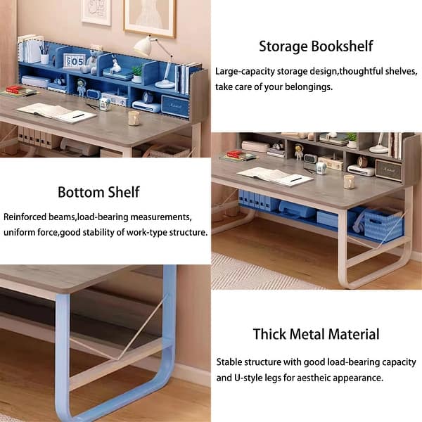 MFURN Simple Bookshelf Computer Desk, Desktop Table, Study Table, Student Home Study Table, Simple Office Desk, Writing Table, Workbench-Various Options