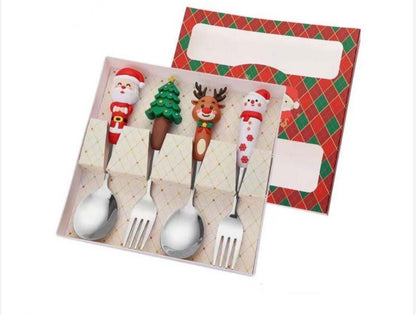MHome Christmas Theme Cutlery Set 4pc in Gold or Silver Options