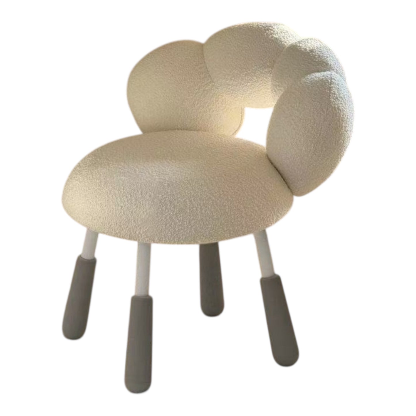 MFurn Modern Minimalist Petal-Shaped Lambswool PP Silicone Vanity Stool Backrest Armless For Bedroom