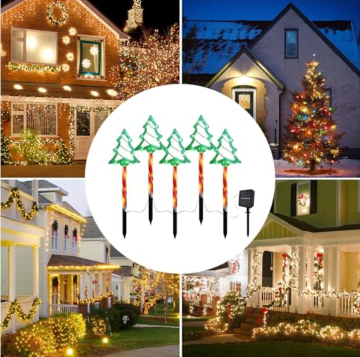 MTech Christmas Solar Lights 5-Pack – Outdoor Star & Snowflake Pathway Lights