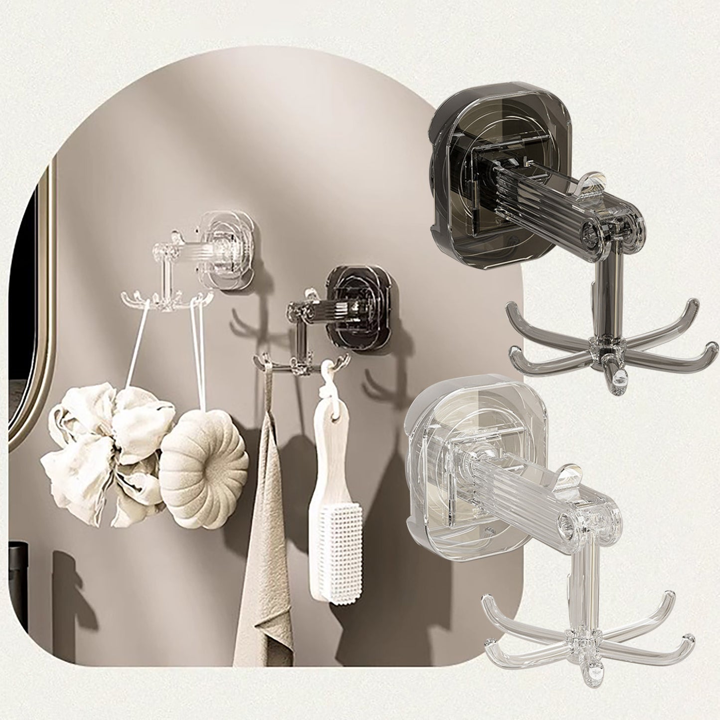 MHome Wall & Ceiling Rotary Hook – 6-Claw Swivel Suction Hook for Bathroom & Kitchen Storage