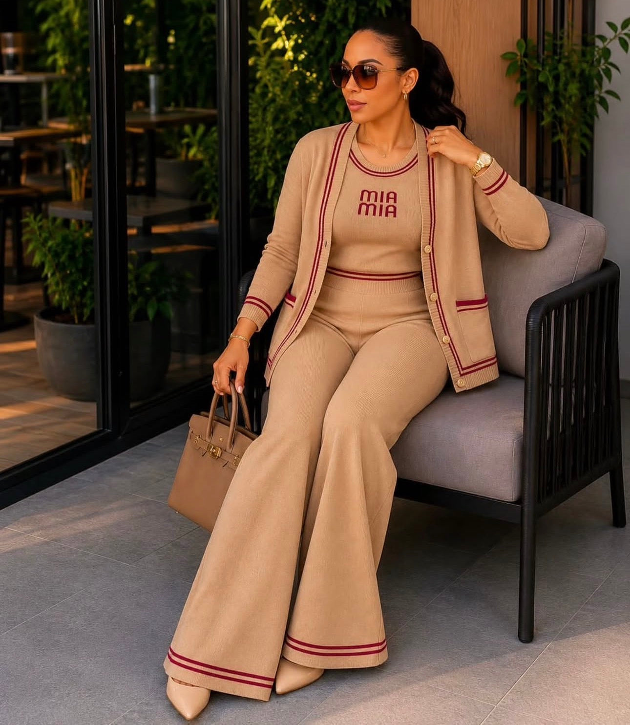 Ladies Trendy Knitted Tracksuit 3pc -Various Colours