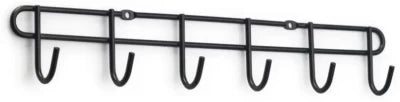 MHome 6 Hook Utility Rack, Black
