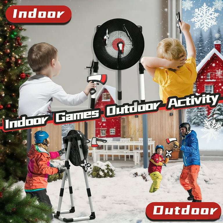 Axe Throwing Target Game Set for Backyard, Includes 3 Axes & 3 Darts