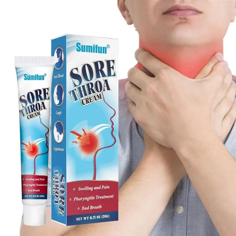 Sumifun Sore Throat Cream Cough Pharyngitis Medical Ointment Dry Itchy Neck Pain Relief Bad Breath Soothing Chinese Medicine - 20g