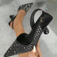 Ladies Glamorous Pointed-Toe Slingback Pumps-Various Colours