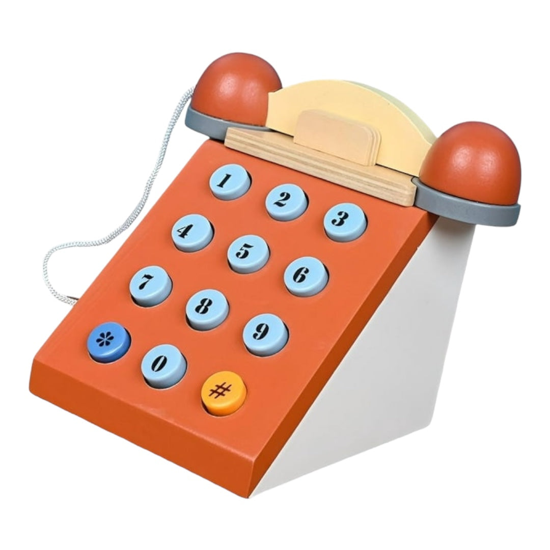 Simulation Telephone WoodenToys Interactive Kindergarten Early Edcuation Toy,Role Play Pretend Phone For Toddlers