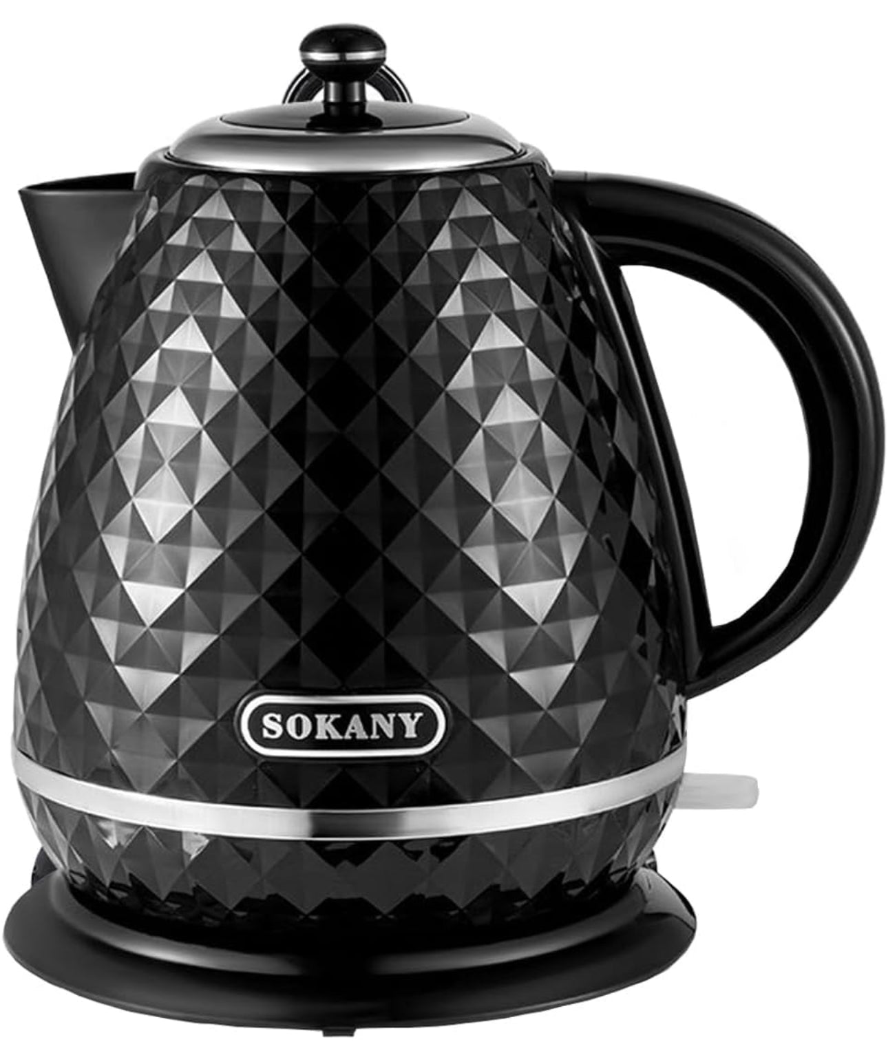 SOKANY SK-1032 Kettle, 2200 W, 1.7 L Teapot, Removable Limescale Filter, Automatic Shut-off, Water Level Indicator, 360°C Base, Black