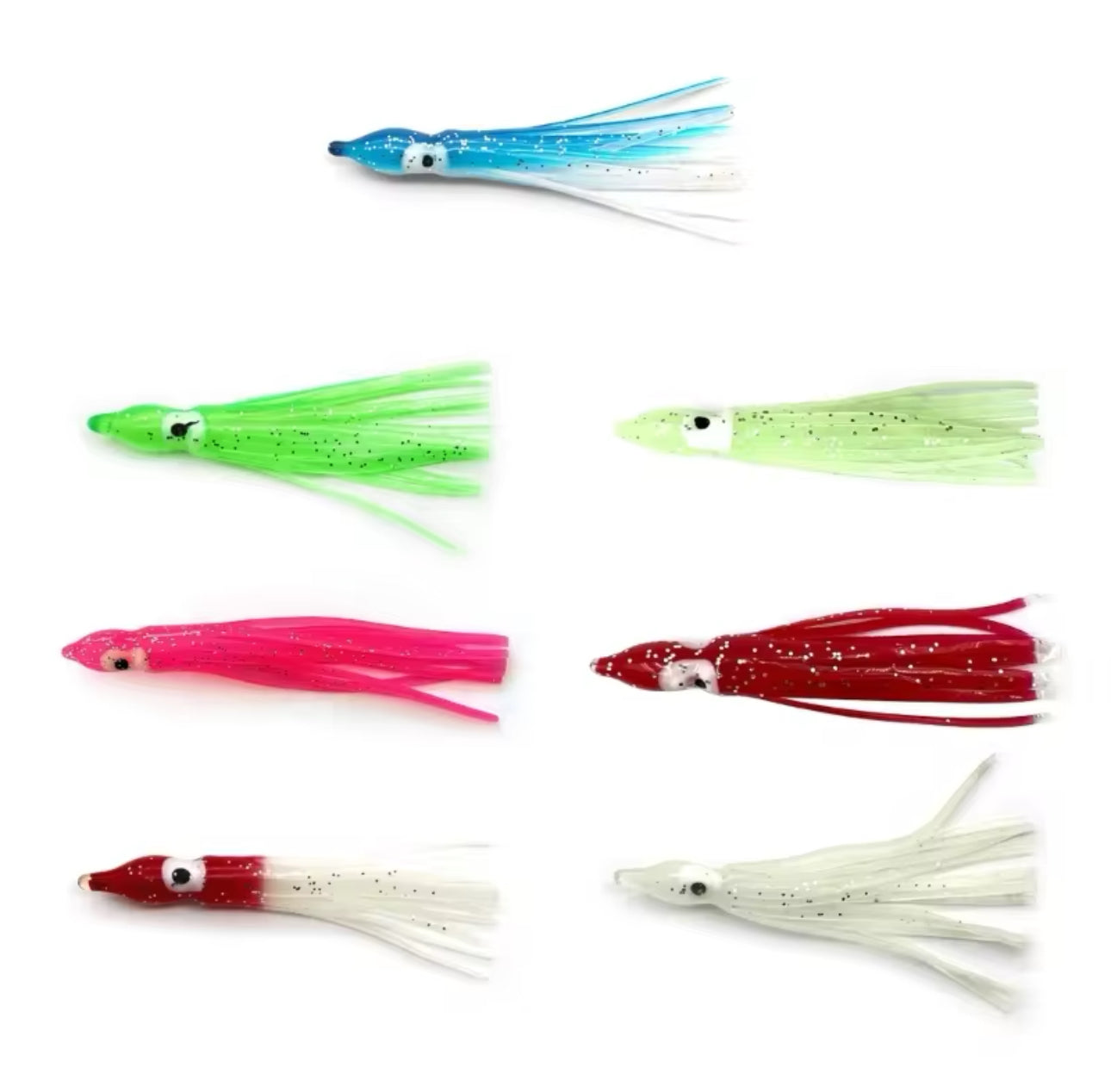 Luminous Squid Skirts Soft Lure Fish 9cm Night Fishing Lure Octopus Glow Rubber Artificial Bait for Tuna Sailfish 10pc