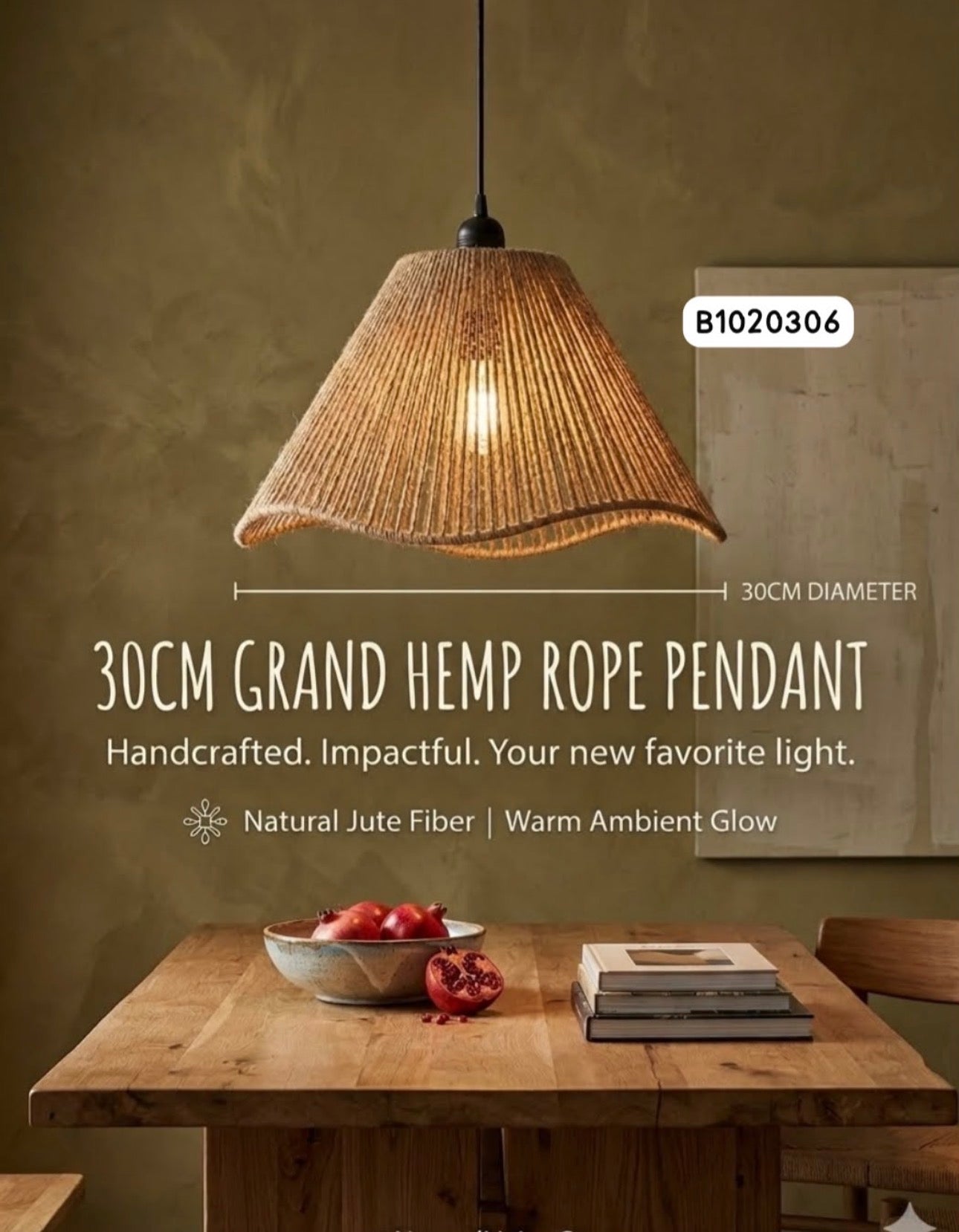 MHome Bamboo Wicker Rustic Vintage Rattan Shade Hanging Pendant Light-Various Options