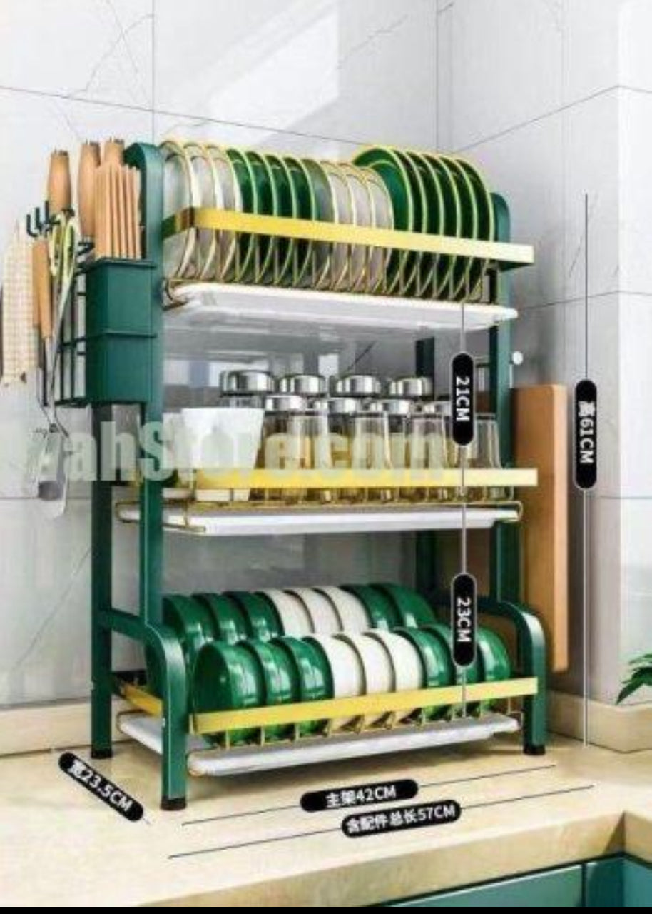 MHome Kitchen Storage & Dish Drying Rack – Durable Metal with Drainage System