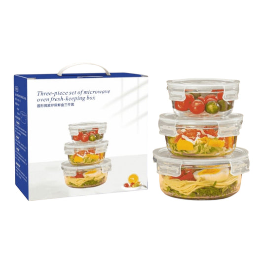 MHome Borosilicate Glass Food Storage Container With Air Vent Lid, Set of 3pc