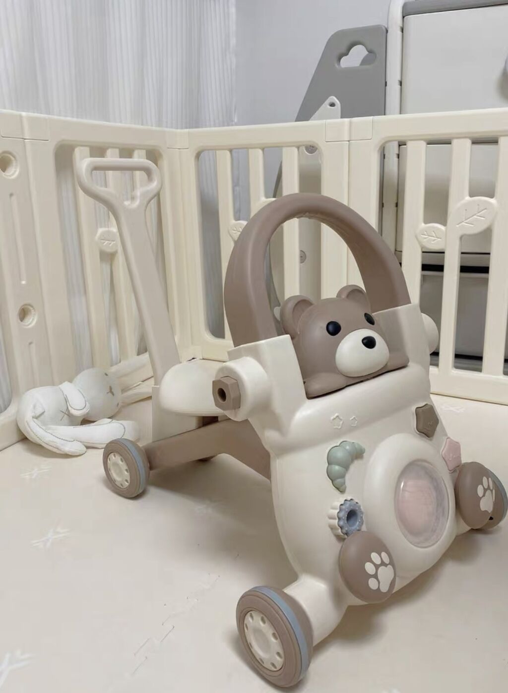 4-in-1 Baby Walker with Parent Push Handle, Baby Push Walker, Multifunctional Baby Sit to Stand Walker