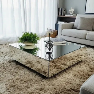 MFURN Minimalist Square Mirrored Block Coffee Table-Various Colour