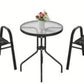 MFurn Dwight 3-Piece Outdoor Bistro Patio Set – Metal & Glass Table with 2 Chairs (Black)