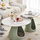 MFURN Modern Minimalist Round Stone Slab Iron Coffee Table 2-Tier For Living Room