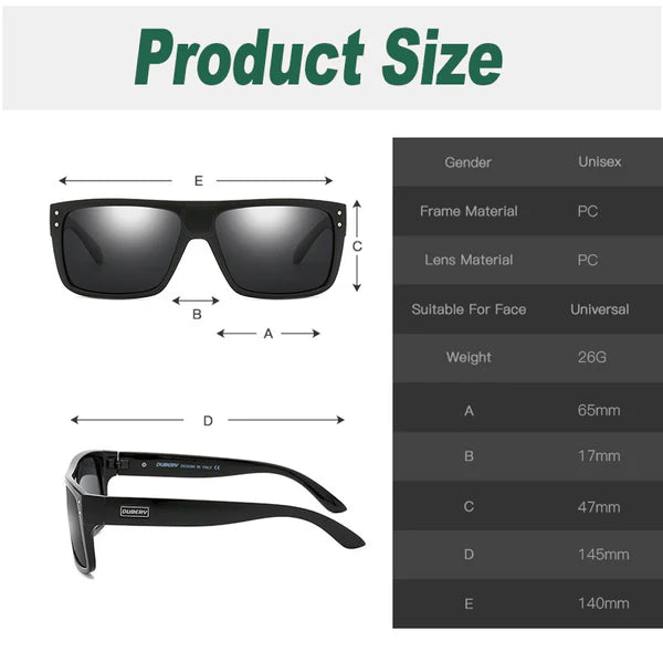 DUBERY Men Women Polarized Sport Square Sunglasses Driving Fishing Glasses 2024