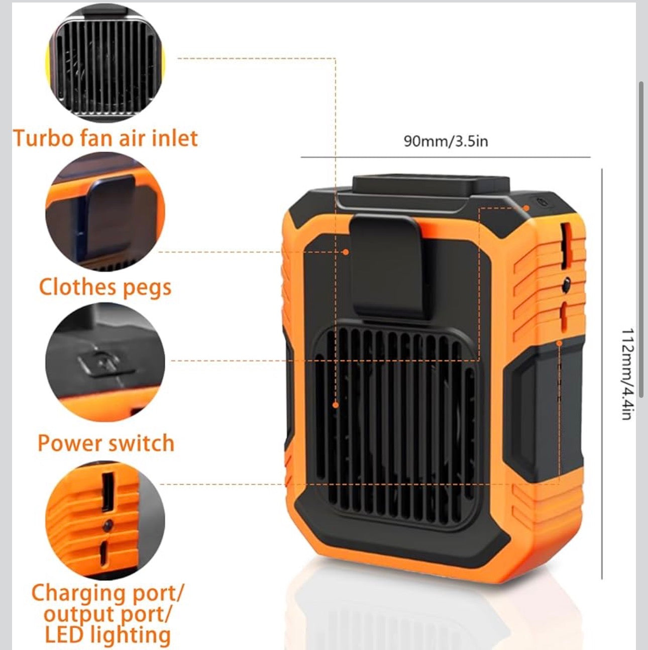 MTech 3-in-1 Portable Fan with Power Bank - USB Charging, 5000mAh Battery, Wearable Neck and Belt Design,Includes Lanyard, Portable Bladeless Waist Fan with Belt Clip - USB Charging, Multifunctional Cooling/Powerbank