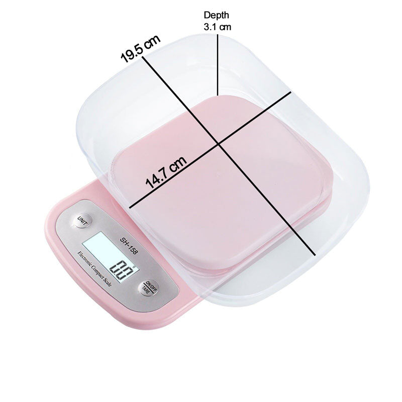 Electronic Digital Kitchen Scale - Weighs Max 5kg, Measures in 4 Different Units